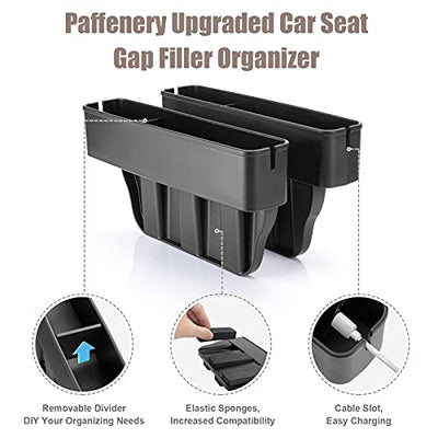 Paffenery 2 PCS Premium Car Seat Gap Filler Organizer Storage Box