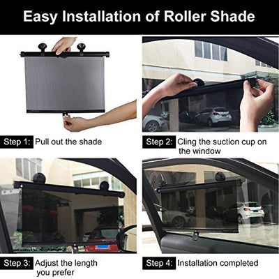 BOGI Car Window Shade (2 Pack) Car Roller Sunshade for Side Window