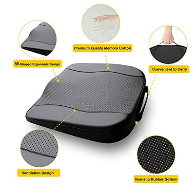 Bangled Car Seat Cushion, Memory Foam Driver Seat Cushion for Sciatica & Lower Back Pain Relief