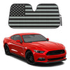 Patriotic Monochrome USA Flag Front Windshield Sunshade- Double Bubble Accordion Folding Auto Shade